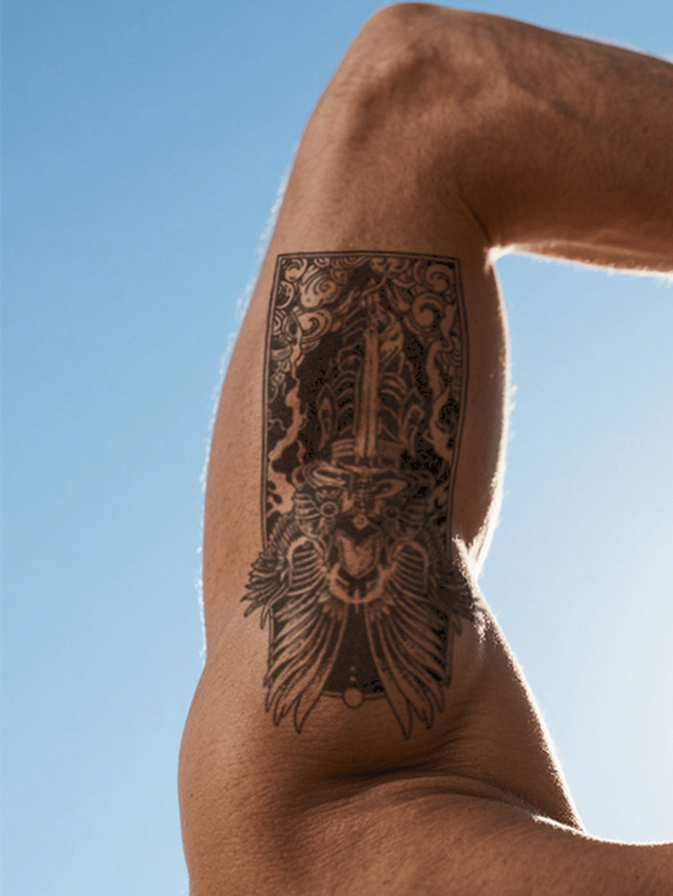 Customizable Black Warrior Angel Temporary Tattoo